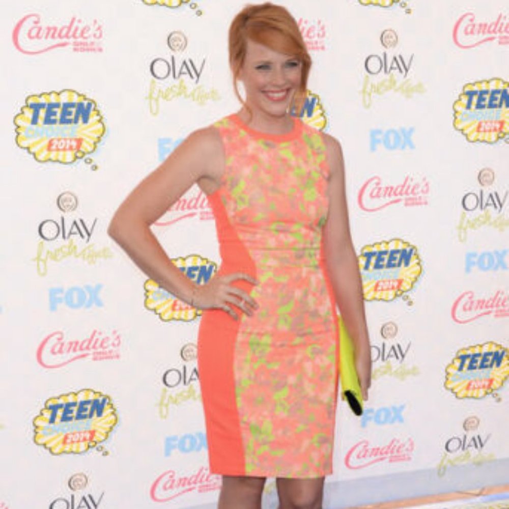 Ted Baker Abenony Sleeveless Jacquard Neon Coral & Lime Dress